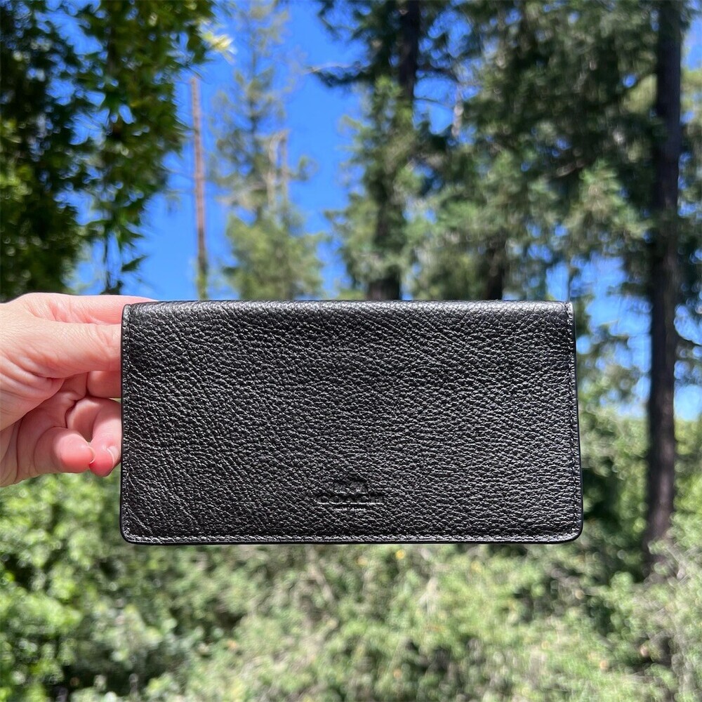 COACH Black Slim Bifold Organizer Wallet- Great for Recipts, Coupons, Bills, Kid